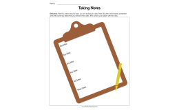 Taking Notes Worksheet