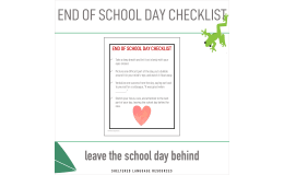 Teacher End of School Day Checklist