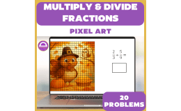 Thanksgiving Multiplying & Dividing Fractions Pixel Art Math Activity
