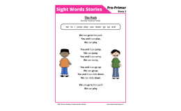 The Pack Pre-Primer Sight Words Reading Comprehension Worksheet