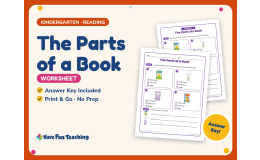 The Parts of a Book Worksheet – Kindergarten Text Features Practice