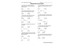Third Grade Multiplication and Division Test Practice Worksheet