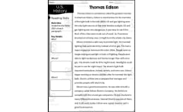 Thomas Edison Reading Packet | Texas Social Studies