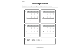 Three Digit Addition Worksheet
