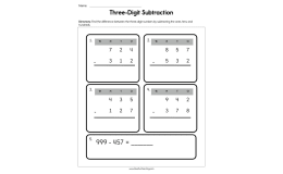 Three Digit Subtraction Worksheet