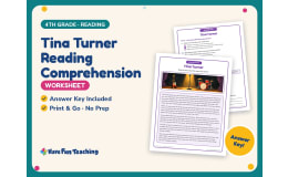 Tina Turner Reading Comprehension Worksheet – 4th Grade Biographies