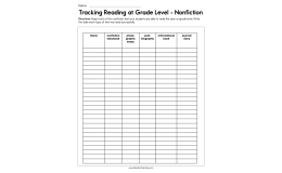 Tracking Reading at Grade Level Nonfiction Worksheet