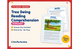Tree Swing Reading Comprehension Worksheet – 5th Grade Arbor Day