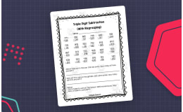 Triple Digit Subtraction with Regrouping Worksheet