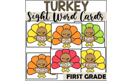 Turkey Sight Word Cards for First Grade