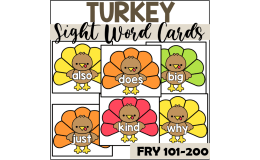Turkey Sight Word Cards for Fry 101-200