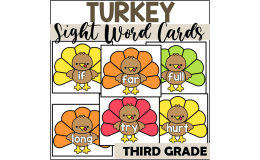 Turkey Sight Word Cards for Third Grade