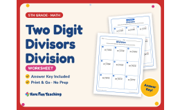 Two Digit Divisors Division Worksheet – 5th Grade Math Practice