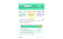 Two Step Equations Worksheet: Writing & Solving Real-Life Equations