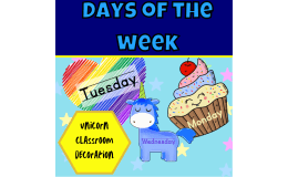 Unicorn classroom decoration days of the week