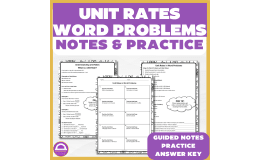 Unit Rates Guided Notes & Word Problem Practice | 6th Grade Math