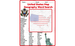 United States Map Geography Word Search 2rd 3th 4th 5th Grade
