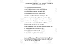 US Bridges Worksheet