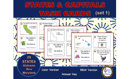 U.S. States and Capitals Set 1 TASK CARDS