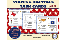 U.S States and Capitals Set 3 TASK CARDS