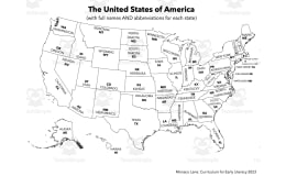 USA Map with Full State Names and State Abbreviations