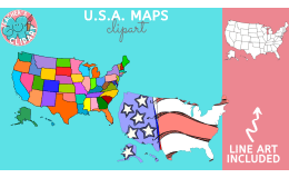 USA States Map Clip Art Mega Bundle 107 Graphics for Social Studies