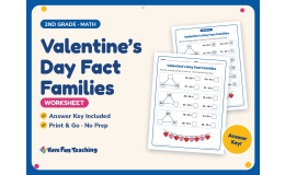 Valentine’s Day Fact Families Worksheet – 2nd Grade Addition Practice