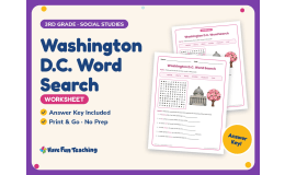 Washington D.C. Word Search Worksheet – 3rd Grade States Practice