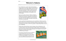 Welcome to Alabama Reading Comprehension Worksheet