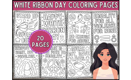 White Ribbon Day Coloring Pages | International Women's Day