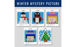 Winter Coloring Pages, 100s Chart Mystery Picture, Color By Number