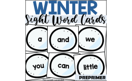 Winter Preprimer Sight Word Cards