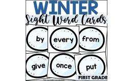 Winter Sight Word Cards for First Grade