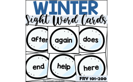Winter Sight Word Cards for Fry 101-200