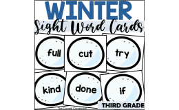 Winter Sight Word Cards for Third Grade