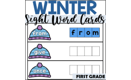 Winter Sight Word Spelling Cards for First Grade