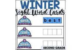 Winter Sight Word Spelling Cards for Second Grade
