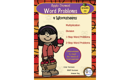 Word Problem Worksheets-Apple Theme