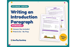 Writing an Introduction Paragraph Worksheet – 4th Grade Essays
