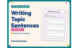 Writing Topic Sentences Worksheet – 4th Grade Lined Paper Practice