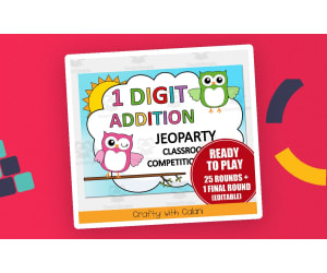 1 Digit Addition Jeoparty Math Classroom Game  in Owl Theme