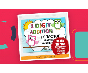1 Digit Addition Tic Tac Toe  Math Classroom Game  in Owl Theme