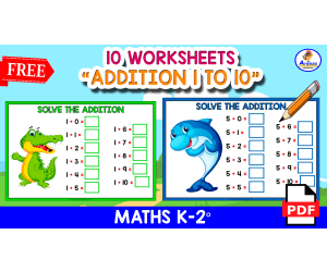 10 ADDITION WORKSHEETS | Animal Theme