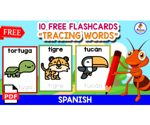 10 EXERCISES FOR TRACING WORDS IN SPANISH | ANIMALS WITH IMAGES
