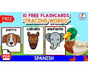 10 FREE FLASHCARDS | TRACING ANIMALS | SPANISH RESOURCE