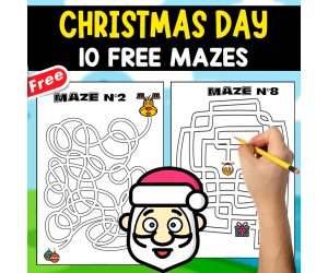 10 FREE MAZES OF CHRISTMAS DAY