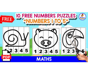 10 FREE PUZZLES OF ANIMALS | NUMBERS 1 TO 5 FOR KIDS