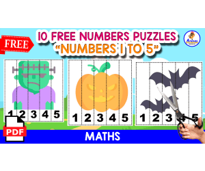 10 FREE PUZZLES OF HALLOWEEN | NUMBERS 1 TO 5 | FREE RESOURCE