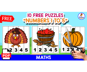 10 FREE PUZZLES OF NUMBERS 1 TO 5 | THANKSGIVING DAY