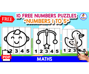 10 FREE PUZZLES OF THE NUMBERS 1 TO 5 | BABYS THEMED